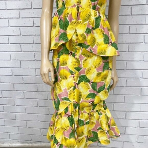 Farm Rio Fresh Lemons Ruffle Midi Dress - Picture 3 of 13